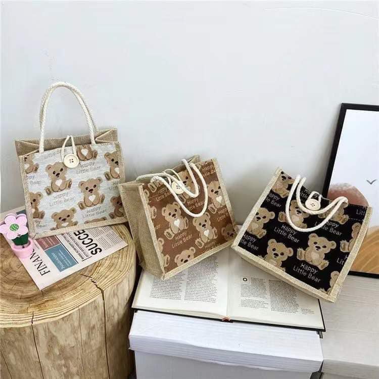 Túi cói túi tote mini nhiều hình đi biển nữ đẹp đi chơi thời trang dễ thương cute cá tính phong cách Vintage