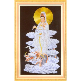 Tranh Thêu Chữ Thập 3D Phật Bà Đứng Trên Thanh Long A1074 (KHÁCH TỰ THÊU) KT:47X74CM
