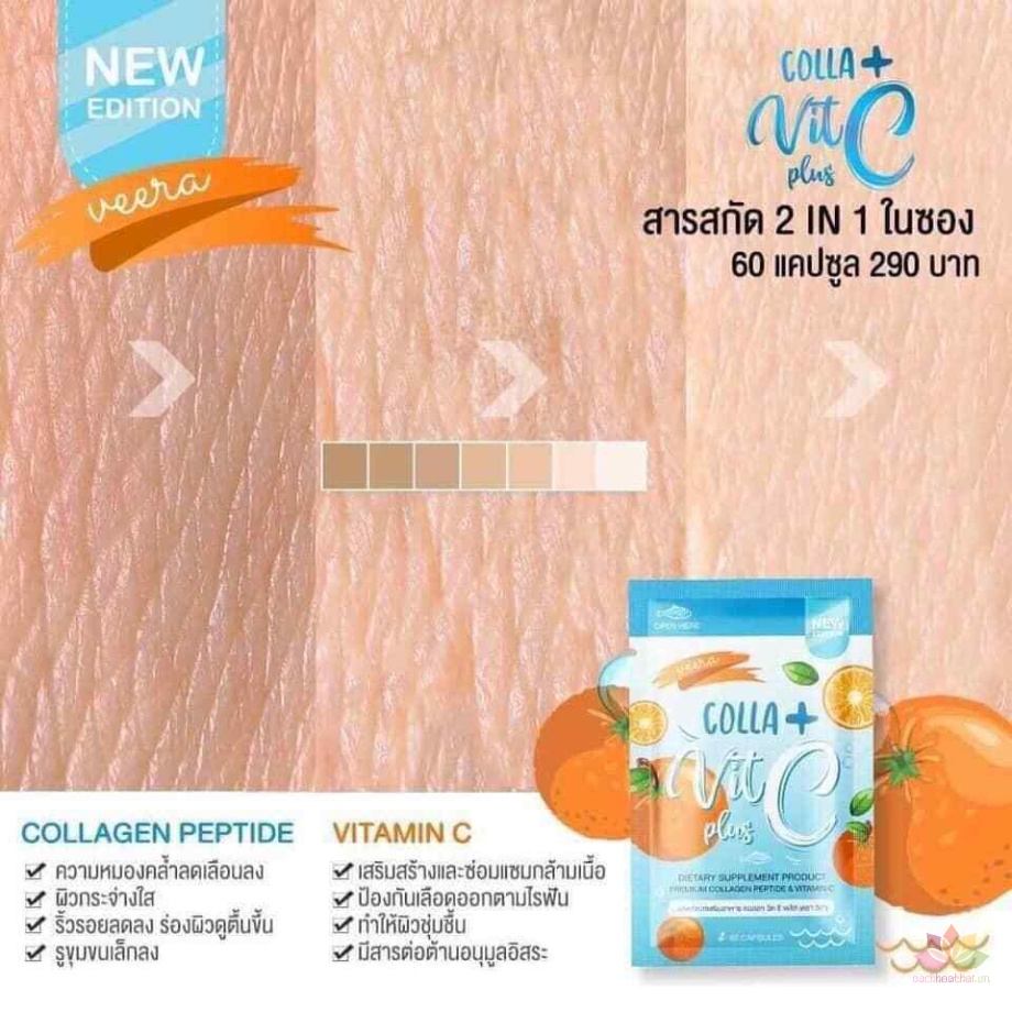 Nội Địa Thái | 60 Viên Uống Colla + Vit C Thái Lan | Trắng Da, Mờ Thâm, Mụn