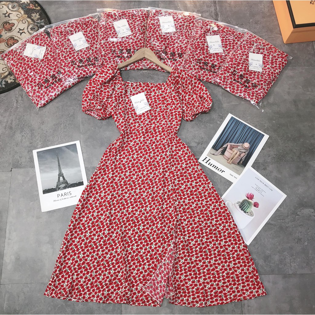 Váy hoa ĐỎ xẻ trước mã 52 (kèm ảnh thật,video) | BigBuy360 - bigbuy360.vn