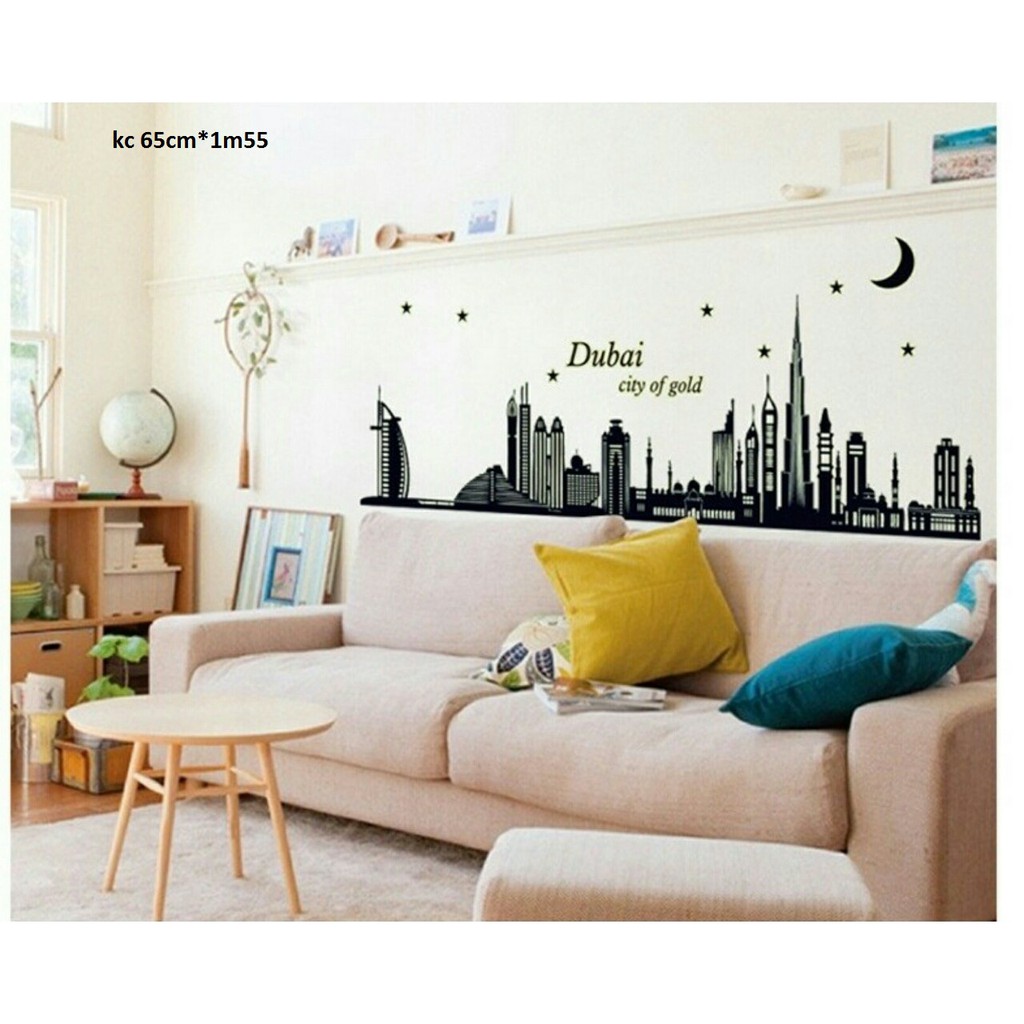 decal dán tường thành phố dubai dạ quang