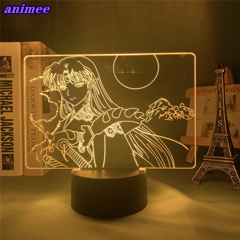Đèn Ngủ LED Nhiều Màu Sắc Hình InuYasha Sesshomaru Cảm Ứng Điều Khiển Từ Xa Làm Quà Tặng Mát Mẻ + W * S