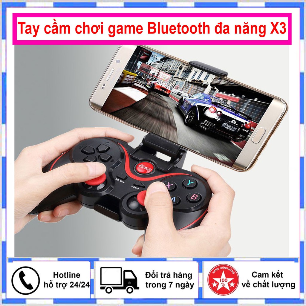 Tay Cầm Chơi Game X3/T3 Có Bluetooth Cho Smartphone, PC, Laptop, Android, IOS, Windows Tặng Giá Kẹp Điện Thoại