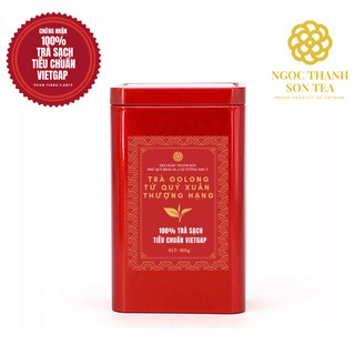Trà Oolong (Ô long) Tứ Quý Xuân thượng hạng hộp thiếc Ngọc Thanh Sơn 100g - Trà Sạch tiêu chuẩn VietGAP