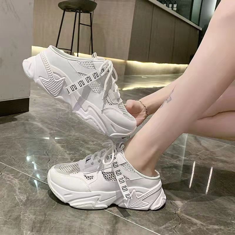 Giày MWC 0696 - Giày Sục Thể Thao Nữ, Thể Thao Da Phối Lưới Đế Cao Trẻ Trung Năng Động