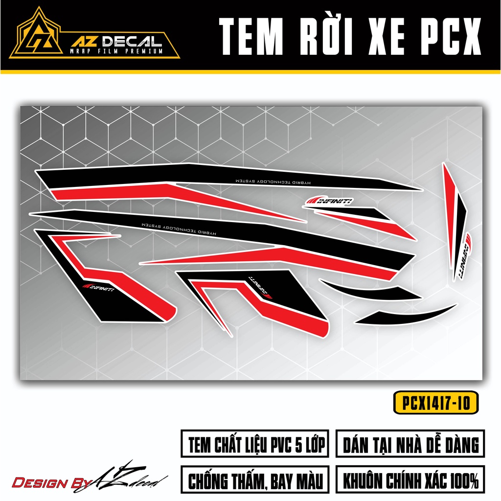 Tem Rời Dán Xe PCX Thiết Kế Infinity | PCX-10 | Decal Chế Dán Xe PCX 125 150 160 Chống Nước, Bền Màu