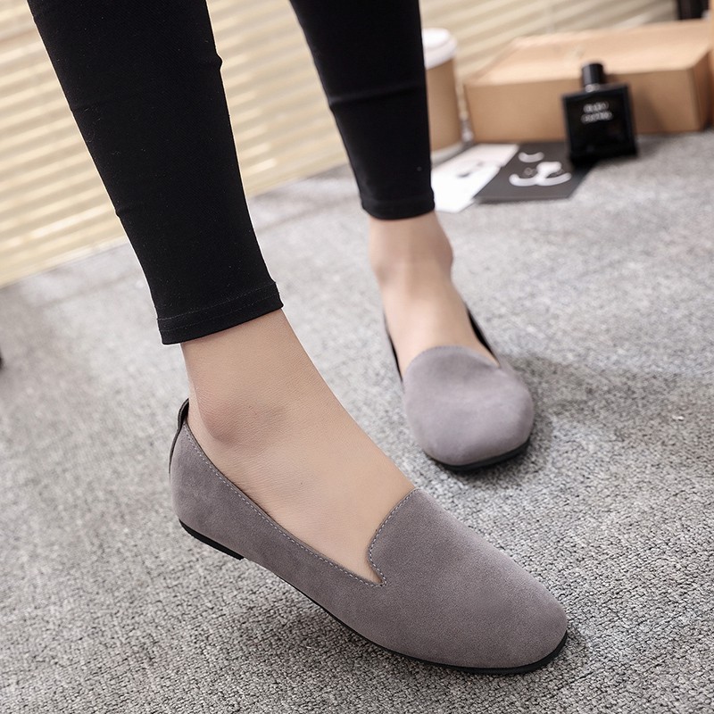 [ Mã 66CBSALE giảm 30K đơn 200K] Giày lười da lộn mũi vuông đế bằng chống trượt cho mẹ bầu | BigBuy360 - bigbuy360.vn