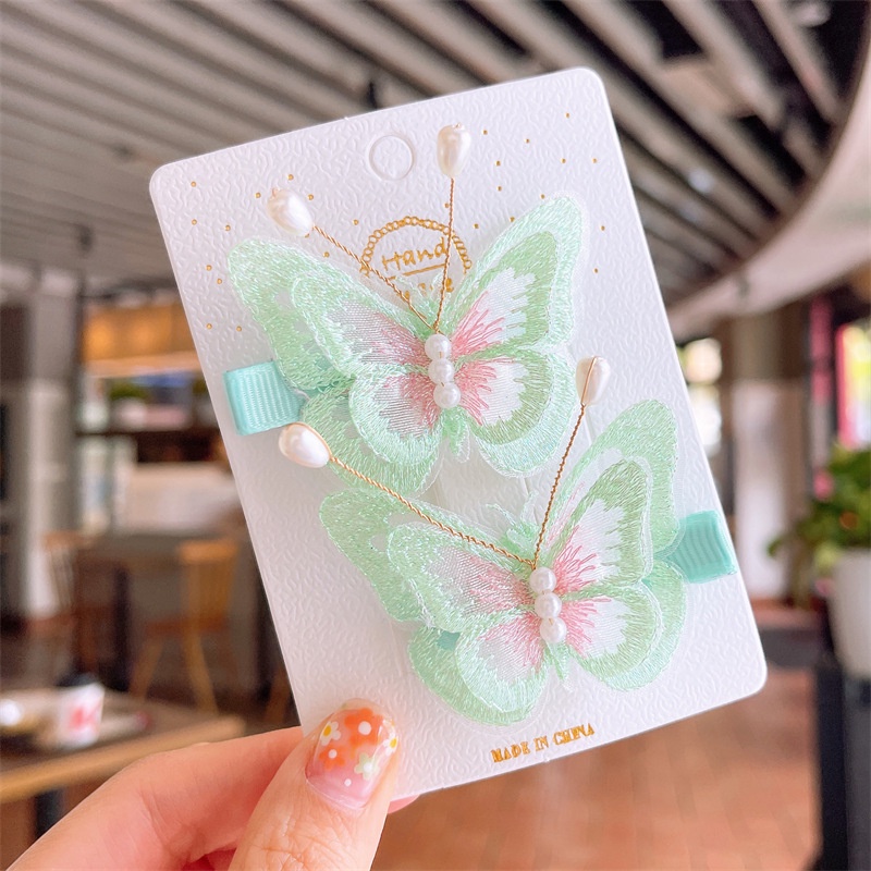 Set 2 Kẹp Tóc Hình Bướm Xinh Xắn Cho Bé Gái