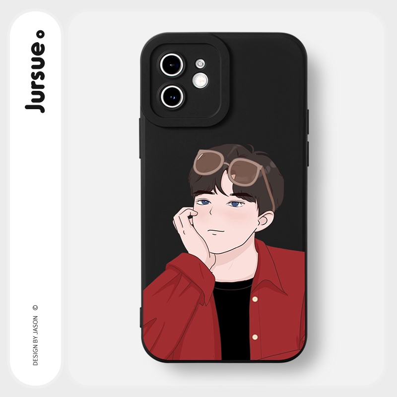 Ốp lưng JURSUE hoạt hình cặp đôi dễ thương đẹp cho iPhone 13 12 11 Pro Max SE 2020 X XR XS 8 7 ip 6S 6 Plus Y2018