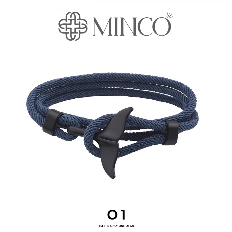 Vòng tay nam cá voi whale may mắn Minco Accessories Lắc Tay Nam Chất Liệu Dây Bền Bỉ phong cách độc lạ VT35