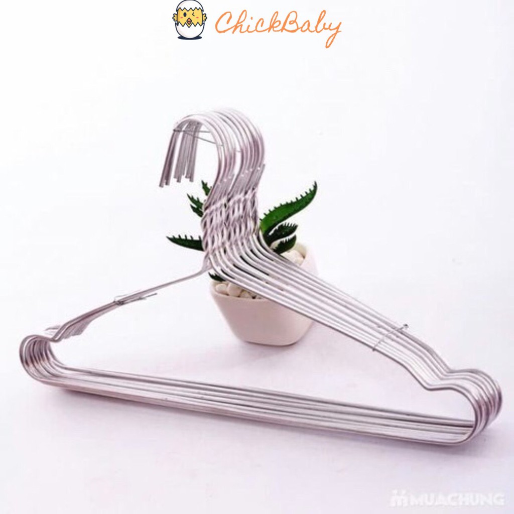 Móc phơi đồ em bé, treo quần áo trẻ em sơ sinh Nhôm 1 Vỉ 10 cái - Mỏng &amp; Nhẹ - ChickBabyShop