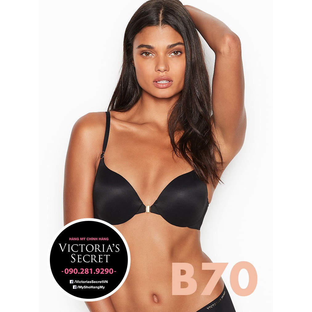 (Hàng Mỹ) 32B, B70 - Áo Lót đen, gài trước (101) nâng ngực, Incredible siêu đẹp, Front Close Black - Victoria's Secret