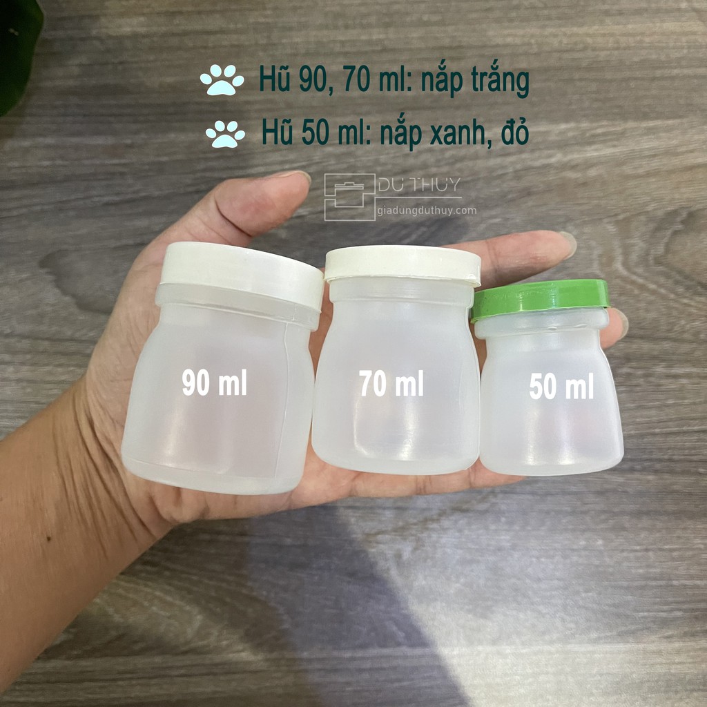 Lốc 12 hũ làm sữa chua, hũ đựng kem trộn bằng nhựa Liên Hưng, thể tích 50ml-70ml-90ml, có nắp tiện lợi an toàn, bền bỉ