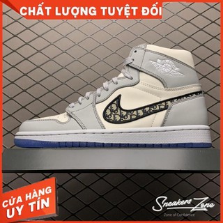 (FREESHIP+HỘP+QUÀ) Giày thể thao AIR JORDAN 1 Retro High cao cổ xám trắng Sneaker Zone