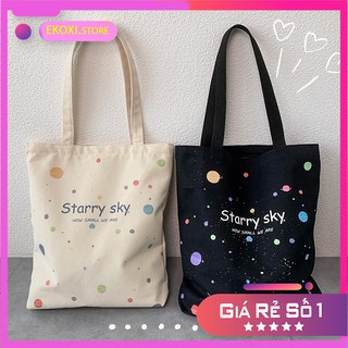 Túi tote Vải canvas mềm Đẹp Cực Hot có khóa miệng đựng vừa a4 hình cực chất E17