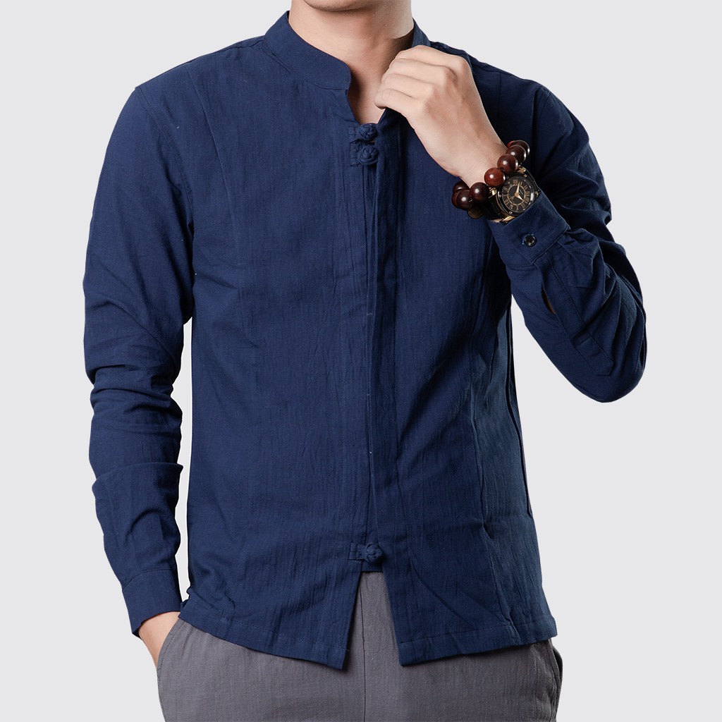 Áo đũi Trung Niên dài tay cổ trụ cúc tết chất lượng cao - Rough | BigBuy360 - bigbuy360.vn