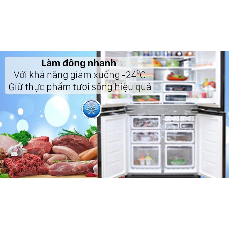 Tủ Lạnh Sharp Inverter 572 Lít SJ-FX640V-SL 4 Cánh - Mới 100%