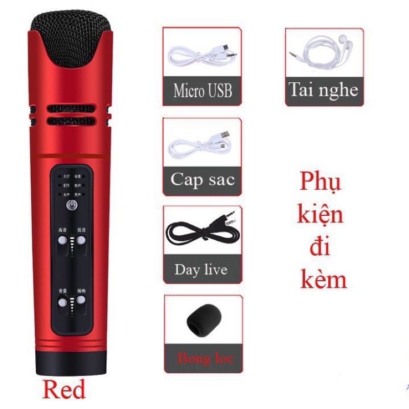 Micro C16, Mic Livestream Hát Karaoke 6 Chế Độ Âm Thanh Giả Dọng Bản Nâng Cấp Cực Hay Của Micro C7