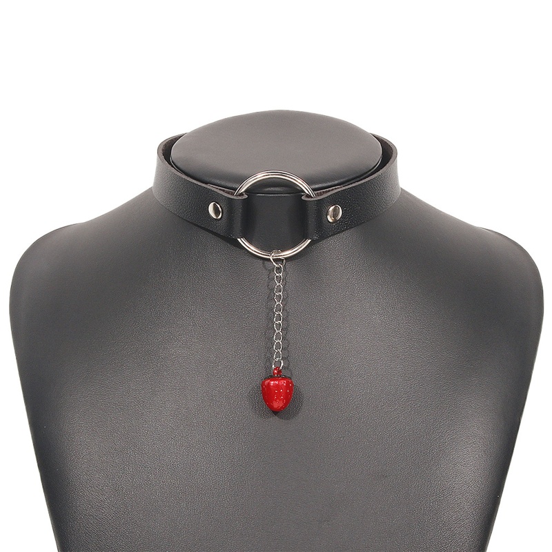 ✿ Vòng Cổ Choker Da PU Màu Đen Mặt Trái Tim Phong Cách Gothic Punk