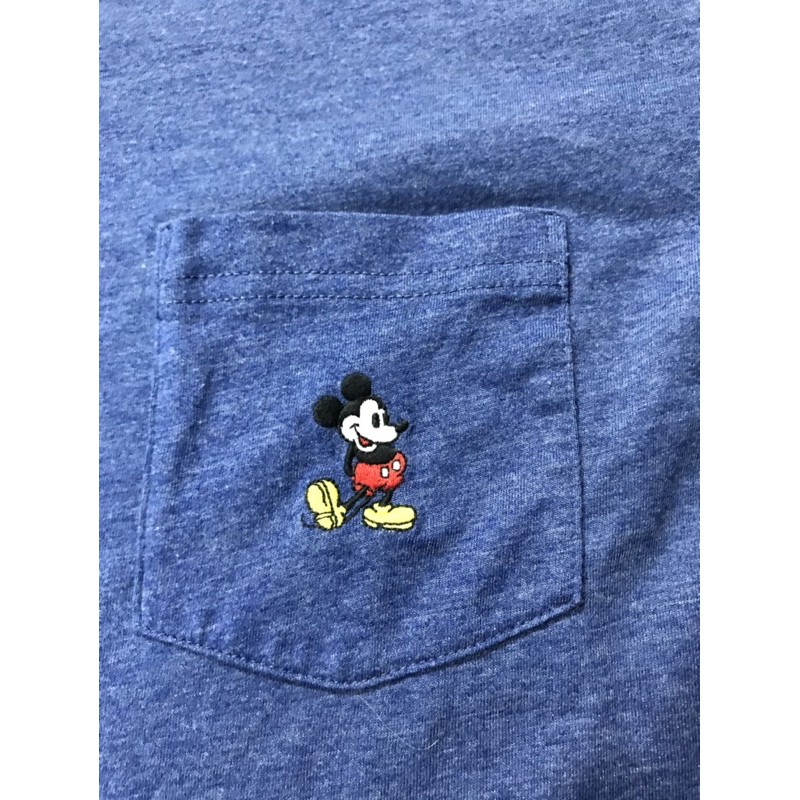 Áo thun ngắn tay Uniqlo x Disney màu xanh thêu mickey size L