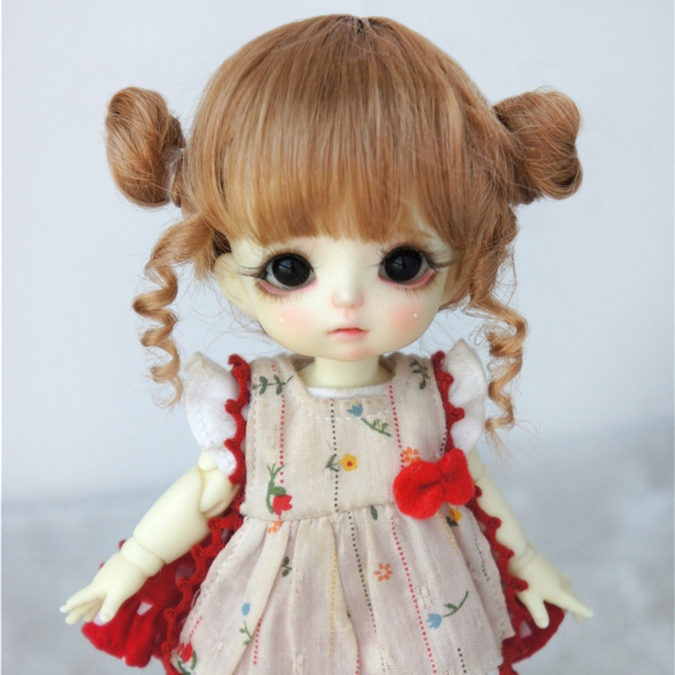 【Doll Wig】3-9inch BJD Ob11 baby ceramic doll wig with mohair wig "Little Nezha" (JD466)