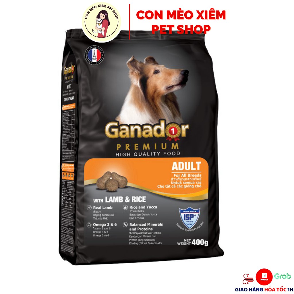 Hạt cho chó Ganador vị thịt cừu gạo 400g, thức ăn cún trưởng thành lớn Con Mèo Xiêm