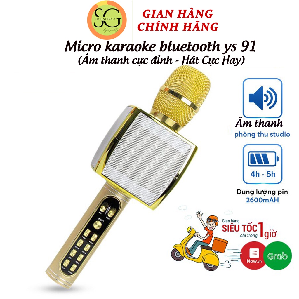 Micro karaoke bluetooth SD10 YS91 Cao Cấp Chính Hãng Micro không dây, Micro karaoke Bảo Hành 12 tháng