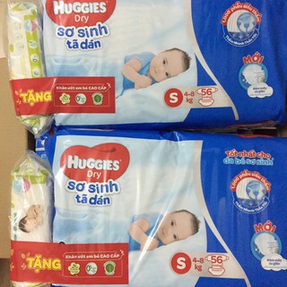(TẶNG KHĂN ƯỚT) Tã dán sơ sinh Huggies size S 56 miếng.