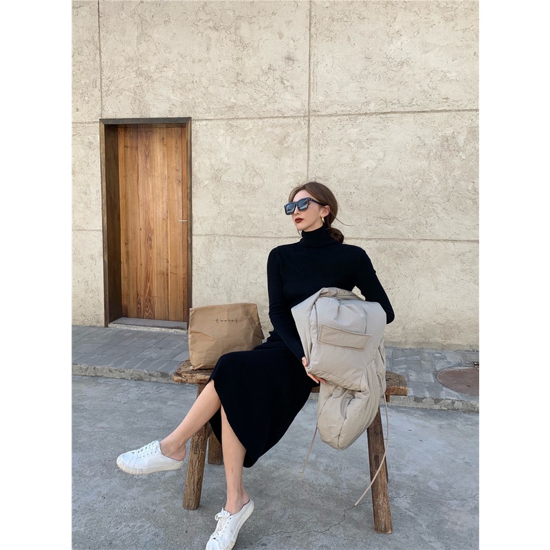 Áo khoác cotton không tay có mũ trùm đầu cổ đứng dáng rộng/Đầm dài dệt kim phong cách Hàn Quốc thời trang | BigBuy360 - bigbuy360.vn