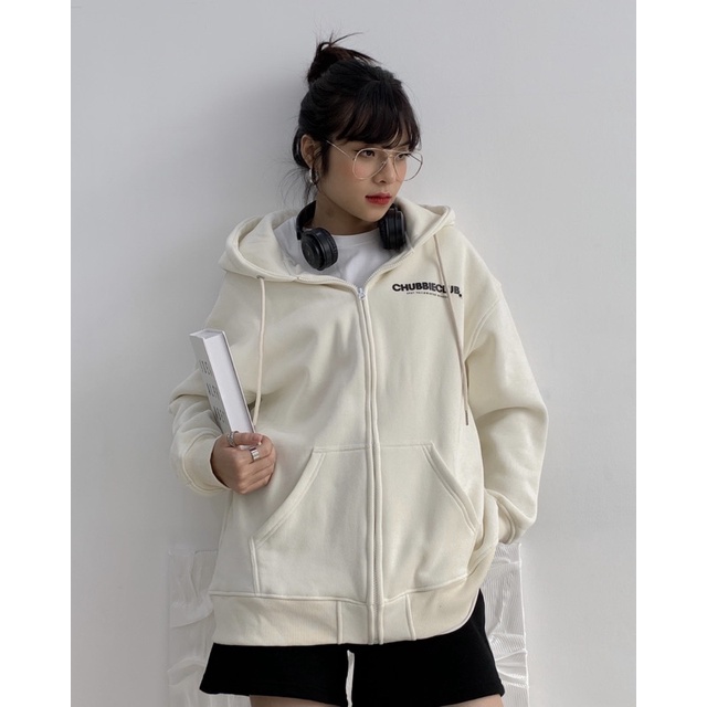 ÁO KHOÁC HOODIE ZIP NỈ BÔNG CHUBBIE chất liệu dày dặn, in 2 mặt - CHUBBIE CLUB HOODIE ZIP