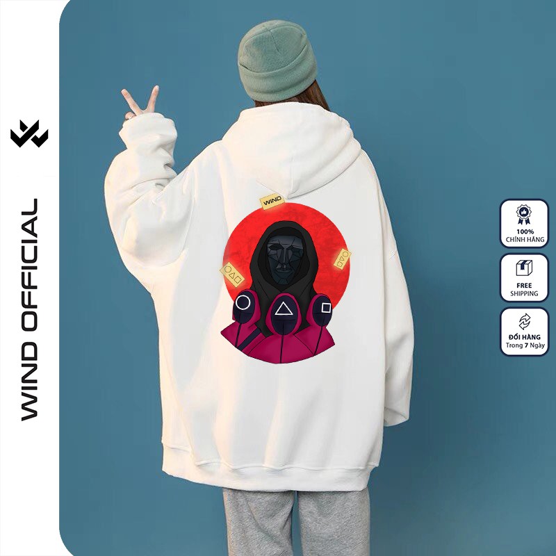 Áo hoodie form rộng WIND unisex nỉ bông SQUID GAME thời trang nam nữ oversize ulzzang | BigBuy360 - bigbuy360.vn