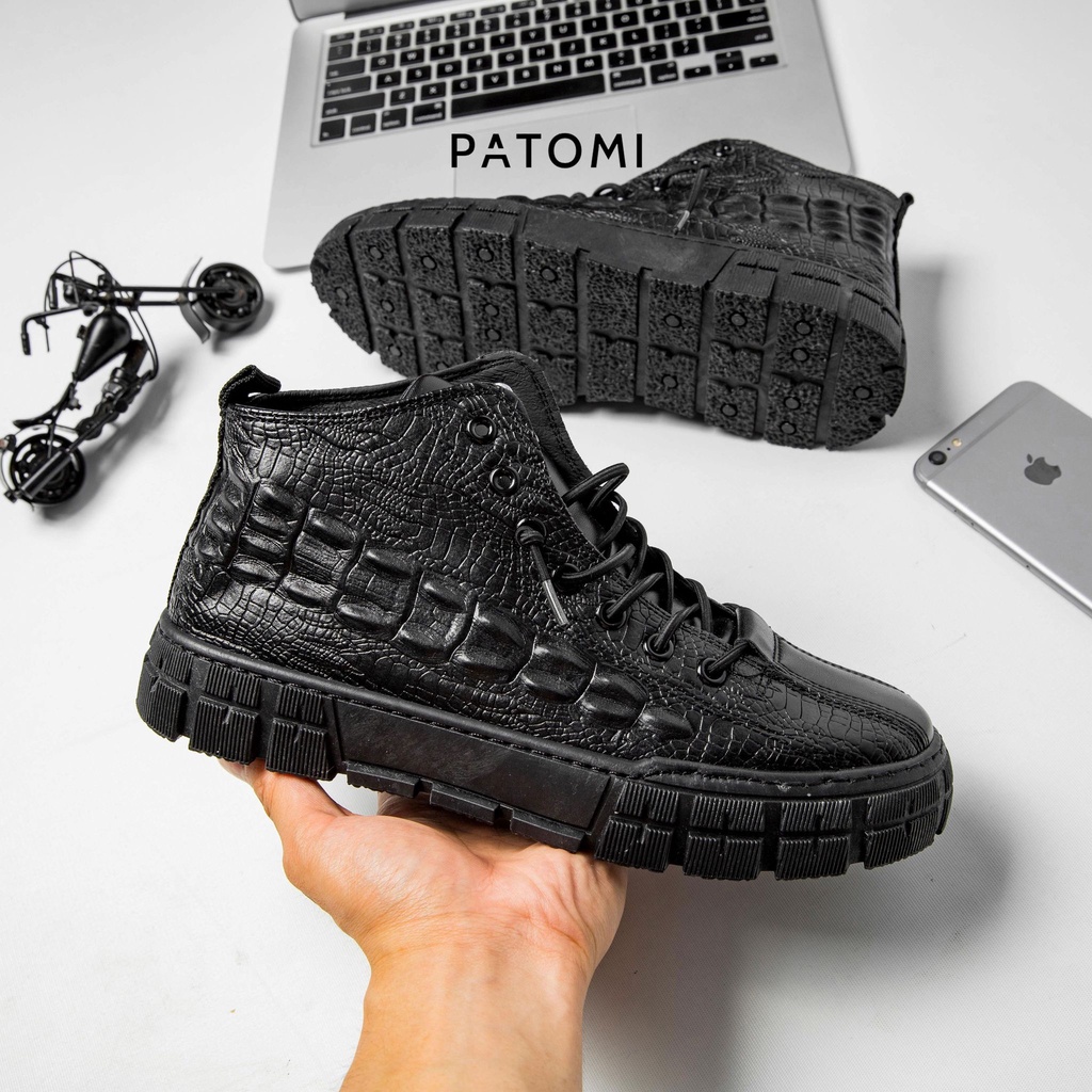 Giày thể thao nam da cá sấu cổ cao chính hãng PATOMI, giày sneaker nam cao cấp phong cách Hàn Quốc-G429 | BigBuy360 - bigbuy360.vn