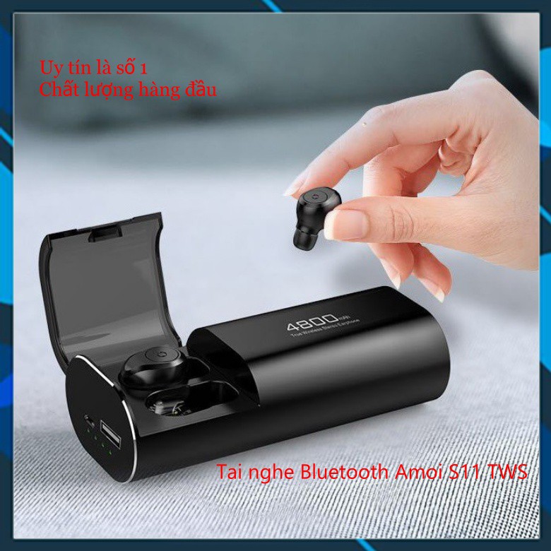 Tai nghe Bluetooth Không Dây Nhét Tai Kiêm Sạc Dự Phòng Amoi S11 TWS Nâng Cấp Hơn i7, i9, i12, F9, F9 Pro bobstore01