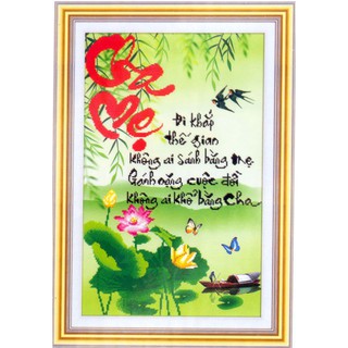 Tranh gắn đá toàn bộ - Tranh chữ Cha Mẹ