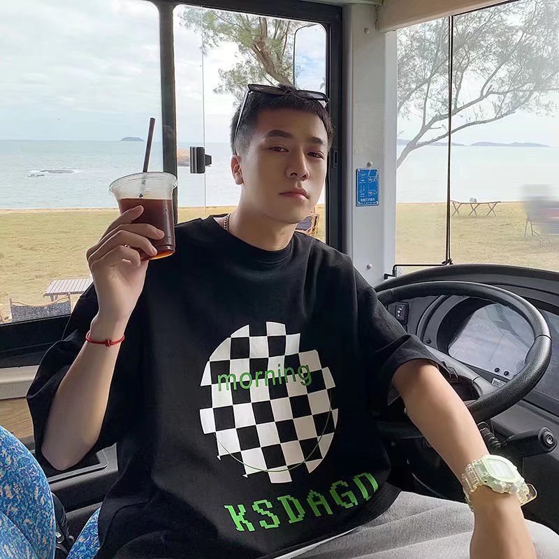 Áo Thun Tay Ngắn Dáng Rộng In Chữ Phong Cách Hồng Kông Thời Trang Mùa Hè Thoải Mái Cho Nam Và Nữ