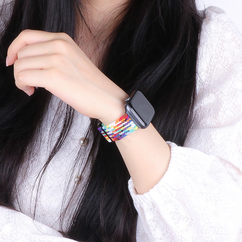 Dây đeo đồng hồ PFFEE bằng nylon co giãn điều chỉnh độ dài 44mm 40mm 45mm 41mm 38mm 42mm cho series 7 SE 6 5 4 3