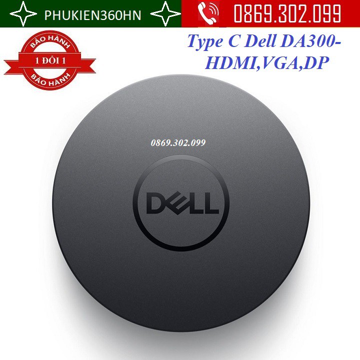 Bộ Chuyển Đổi Type C Sang USB/ HDMI/ LAN/ Display Port/ VGA Dell DA300 Dùng Cho Điện Thoại, Laptop, M A C Book - Dell DA
