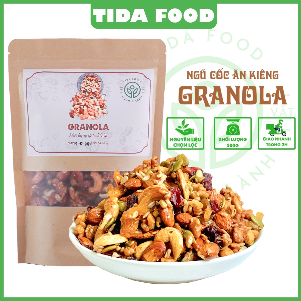 Ngũ cốc granola ăn kiêng siêu hạt ngũ cốc giảm cân granola, Granola ăn kiêng không yến mạch hạt dinh dưỡng- Tida Food