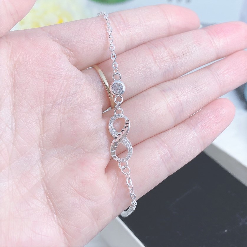 Lắc tay bạc nữ mặt hình vô cực, vòng tay chất liệu bạc ta cao cấp - Trang sức bạc Evasilver