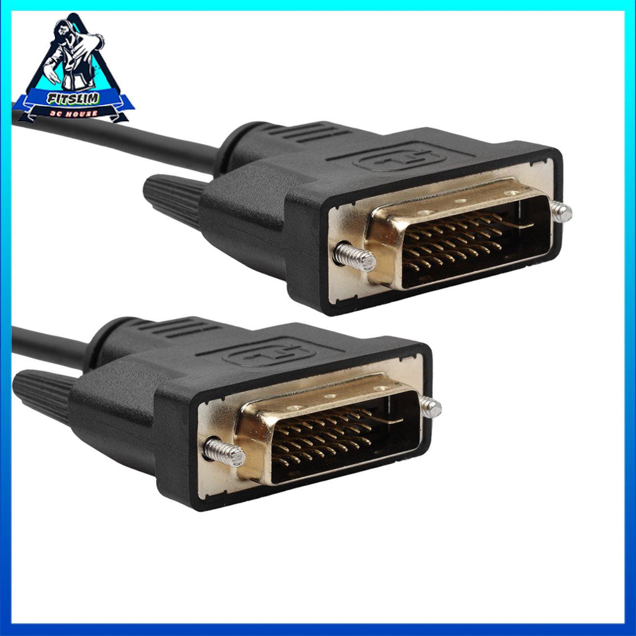 Phổ biến 1.8M / 3M / 5M DVI D tới DVI-D Vàng Nam 24 + 1 Pin Cáp truyền hình liên kết kép
