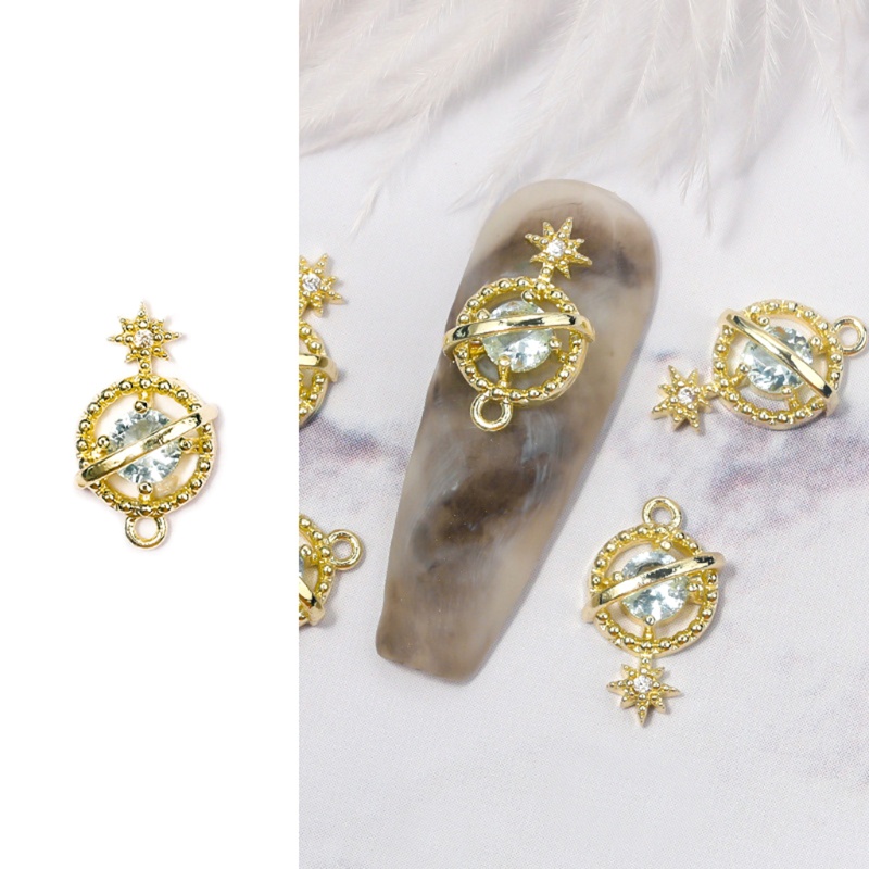 Phụ Kiện Trang Trí Móng Tay Hình Hành Tinh Đính Đá Zircon Sang Trọng