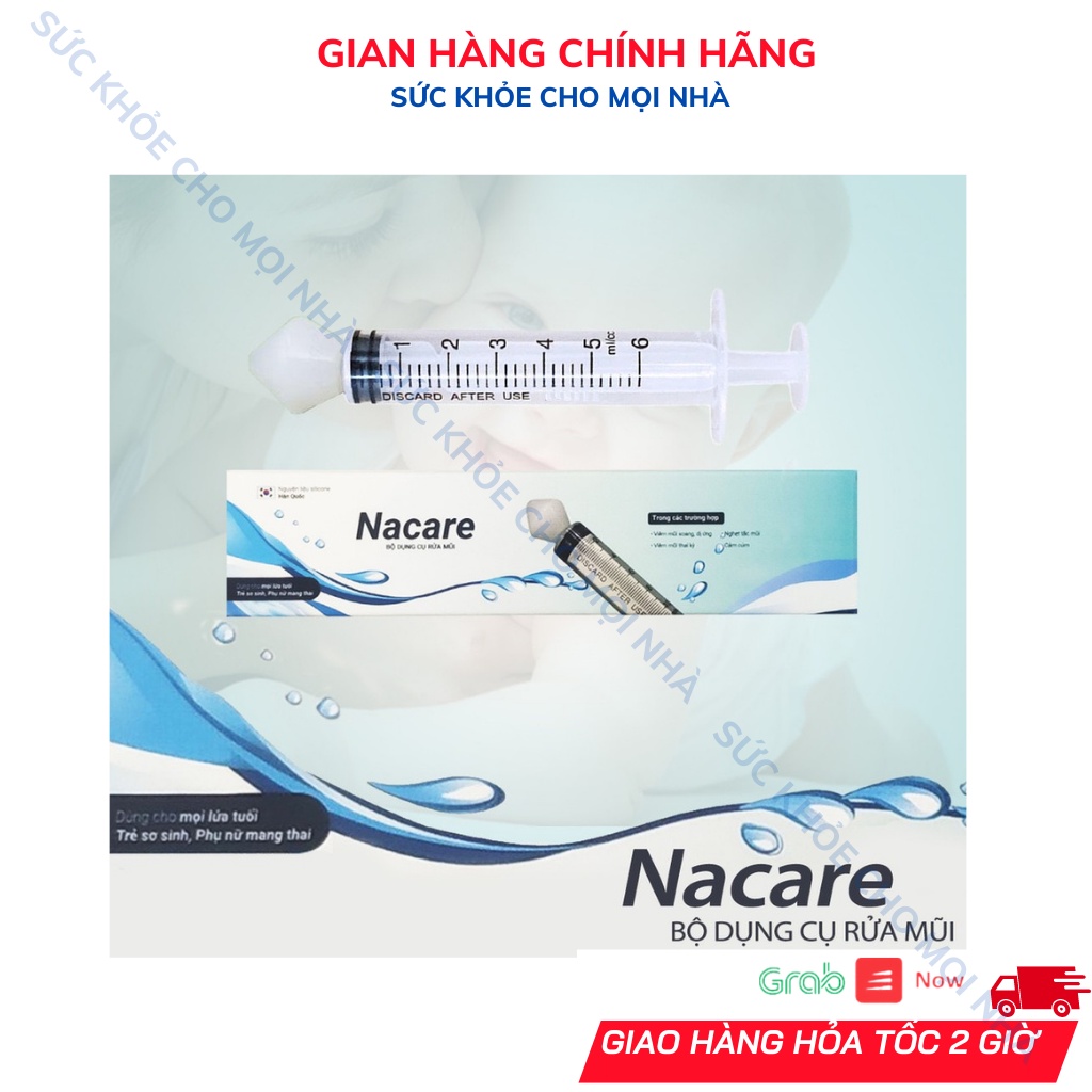 Bộ dụng cụ rửa mũi Nacare đầu silicone mềm, kháng khuẩn - an toàn cho người sử dụng