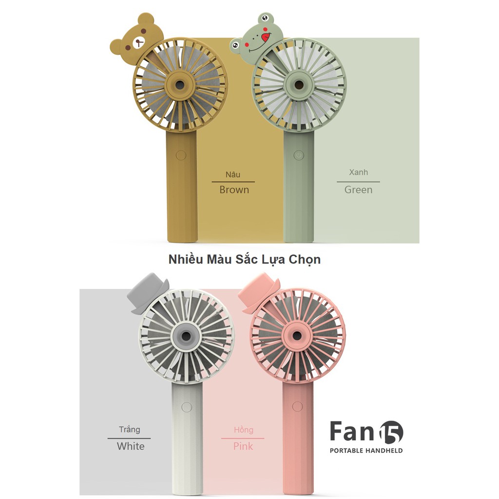 Quạt Mini Cầm Tay Phun Sương W15 Có Pin Tích Điện 3 Cấp Độ Gió | BigBuy360 - bigbuy360.vn