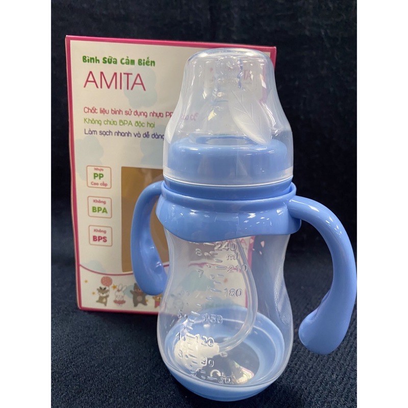 Bình Sữa amita Cổ Rộng Có Tay Cầm 280ml