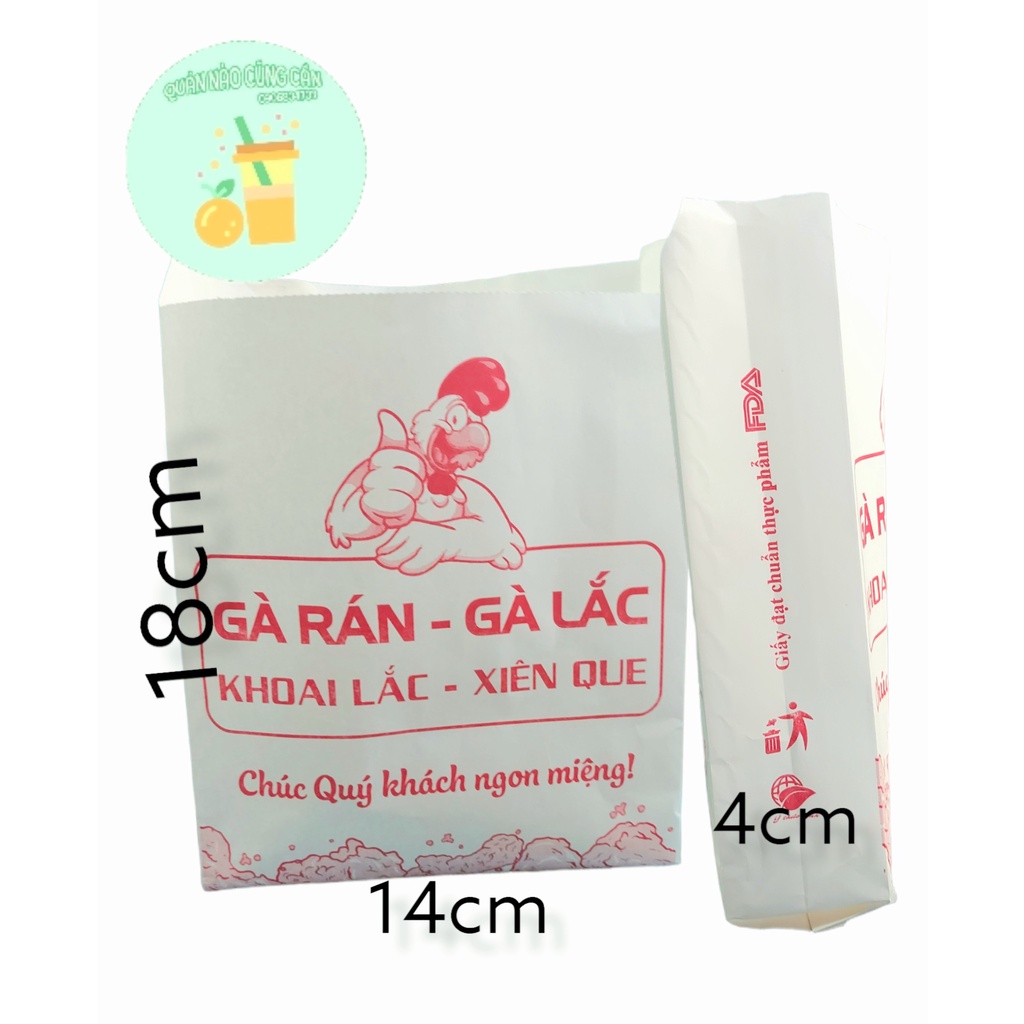 100 túi đựng bánh mì, gà rán, khoai tây, hambuger nhiều họa tiết giấy Kraft Nhật 100gsm tiện lợi- quannaocungcan