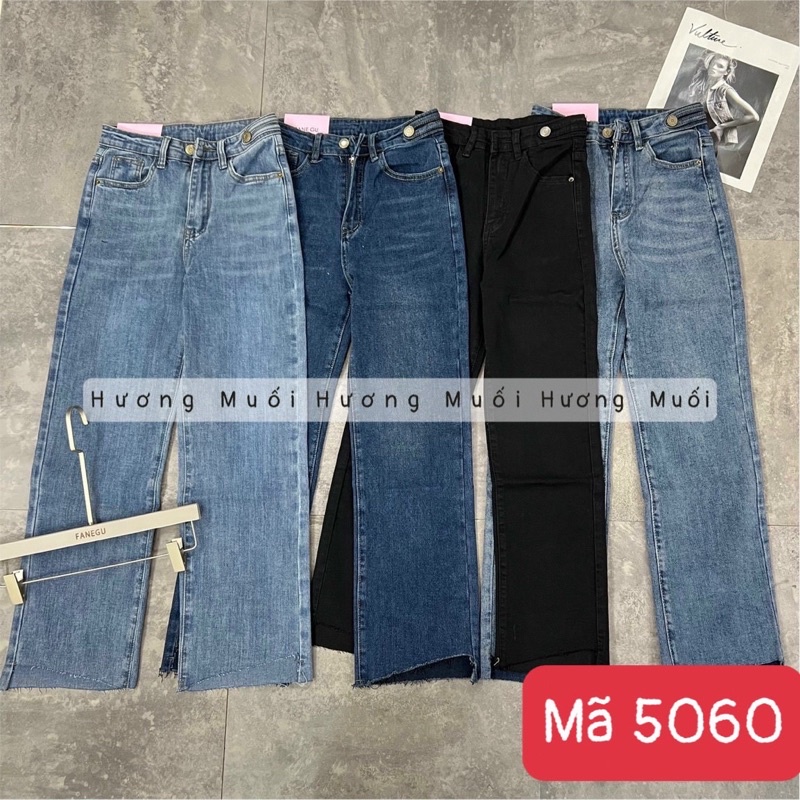 Quần jeans ống cắt chéo cạp cài cúc - mã 5060 FANE GU