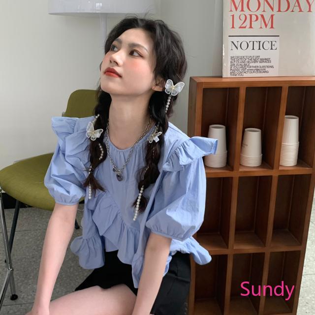 Áo Crop Top Tay Ngắn Màu Trơn Phong Cách Pháp Thời Trang Mùa Hè Cho Phụ Nữ