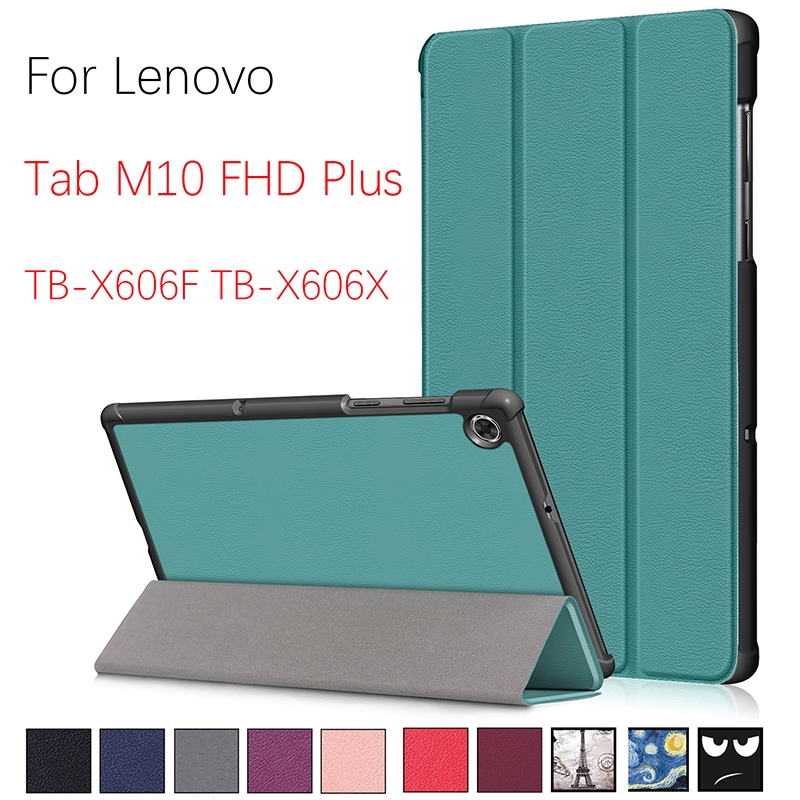 Bao da máy tính bảng màu trơn từ PU cho Lenovo Tab M10 FHD Plus TB-X606F/ TB-X606X