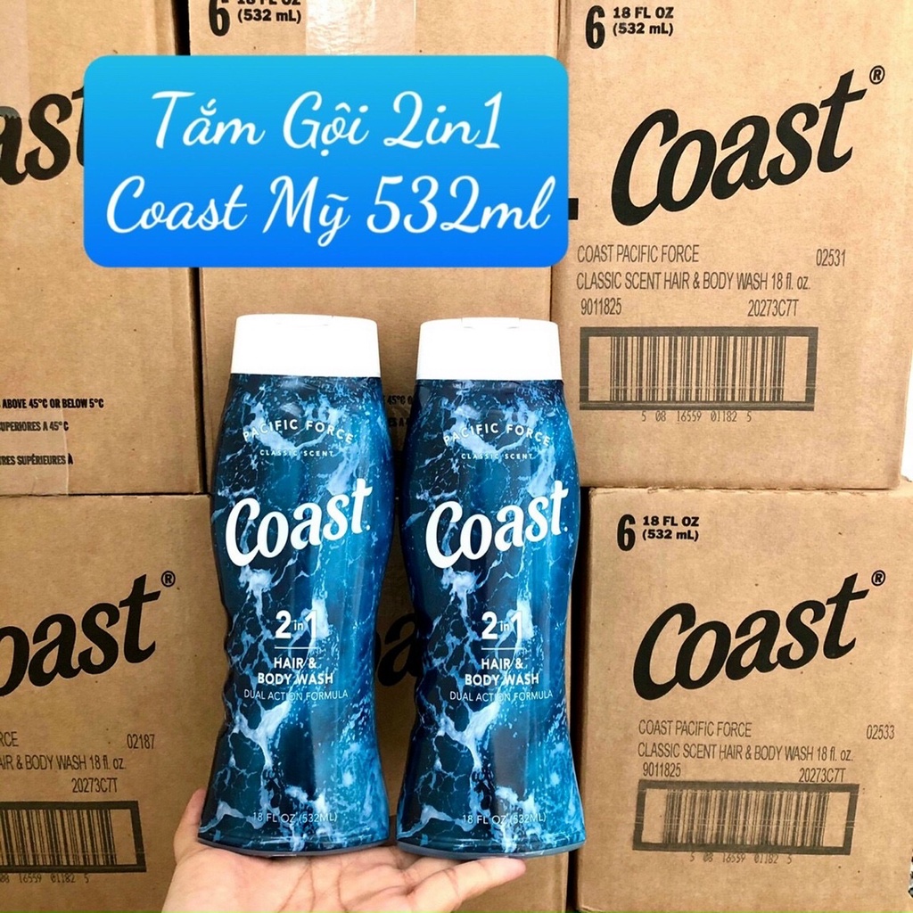 ❤️  [Quận 3] Sale Sữa Tắm Gội Nam Coast 2in1 Hair Body Wash Mỹ 532ml Thơm Sạch Mềm Da | BigBuy360 - bigbuy360.vn