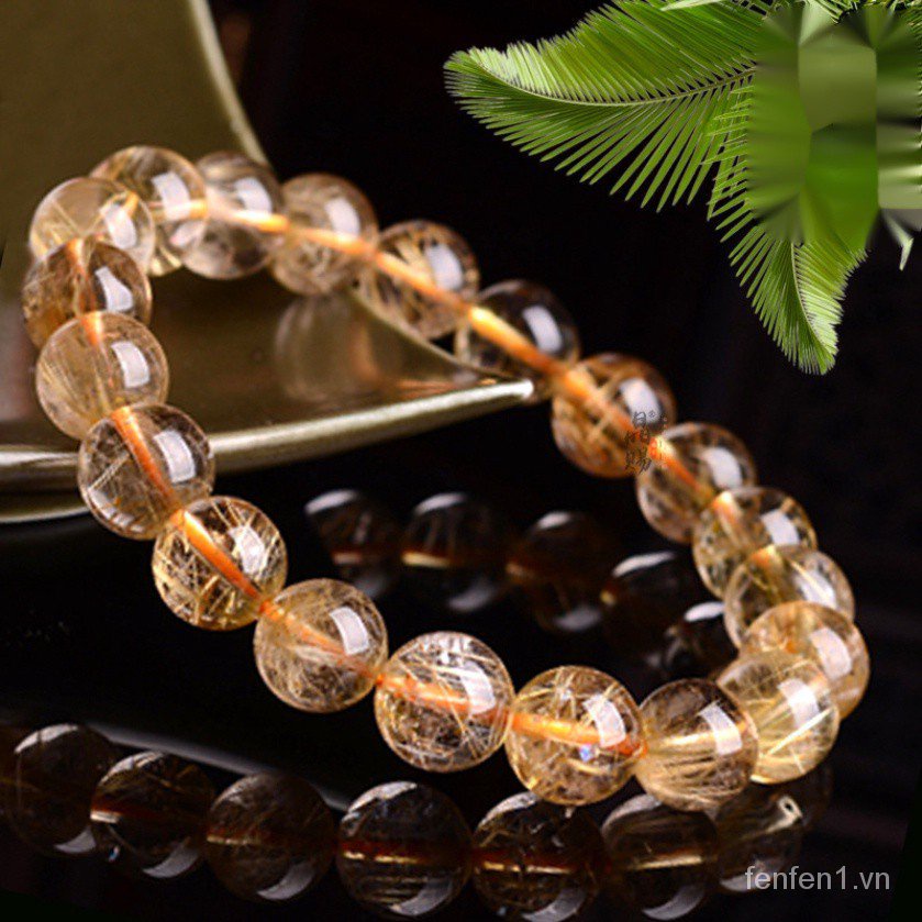 Vòng tay pha lê vàng tự nhiên với dây đơn phong cách Brazil